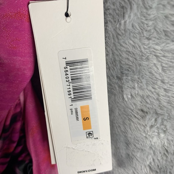 DKNY Women's Swimsuit S One Piece Ruffle‎ Pink Abstract Mirage Underwire NWT - Picture 5 of 8